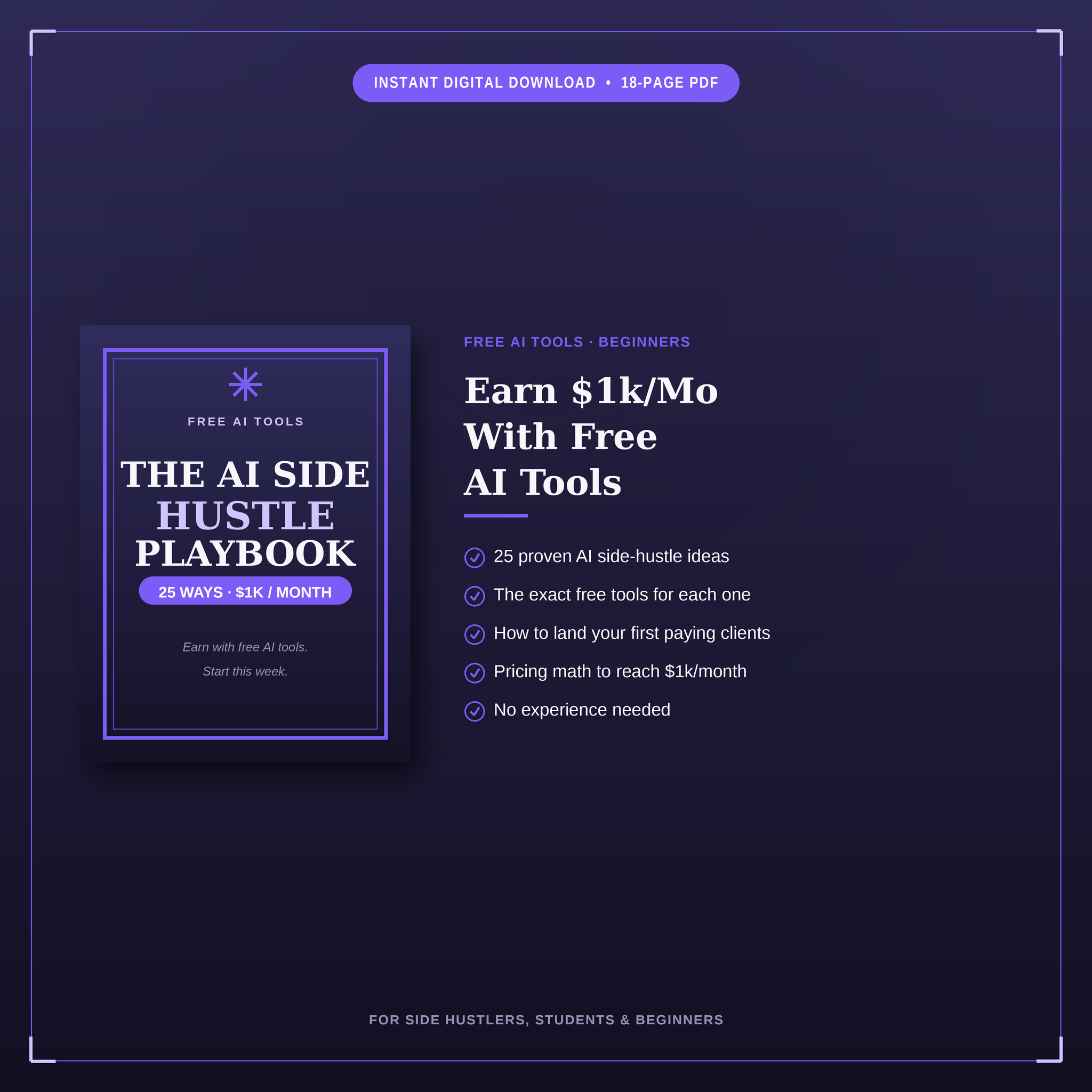 The AI Side Hustle Playbook | 25 Ways to Earn $1k/Month With Free AI