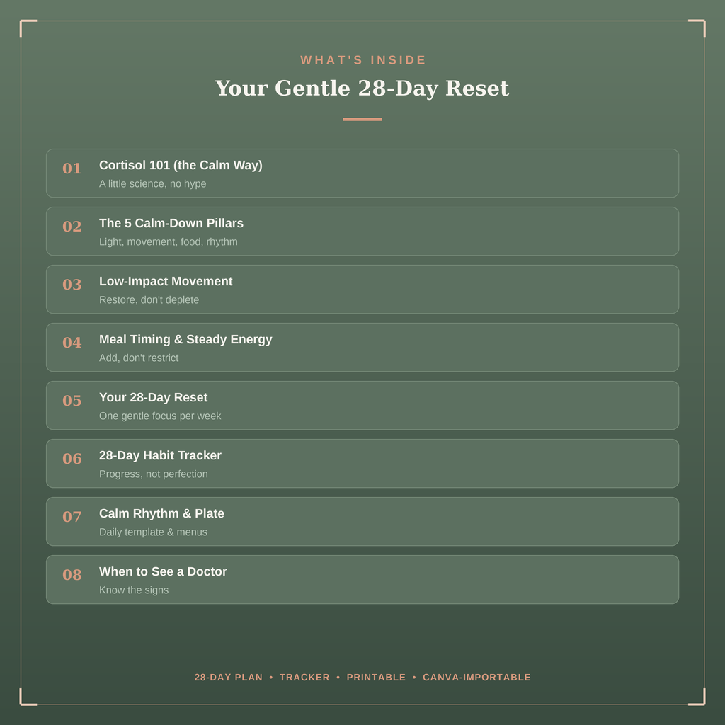 The 28-Day Cortisol Calm Down | A Gentle Guide to Lowering Stress